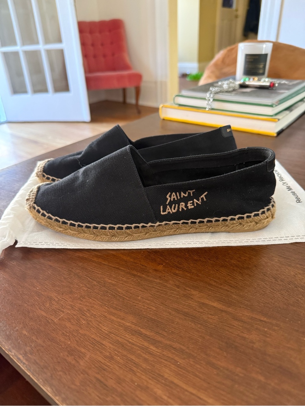 Saint Laurent Black Canvas Espadrilles with Jute Sole like new!!! - Picture 3 of 4